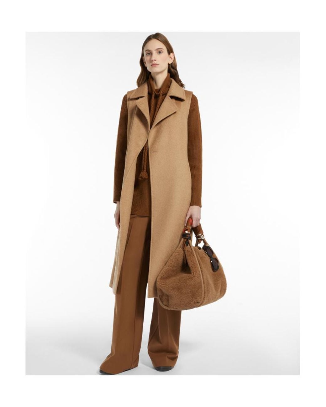 Max Mara Brown High-Necked Long-Sleeved Sweater