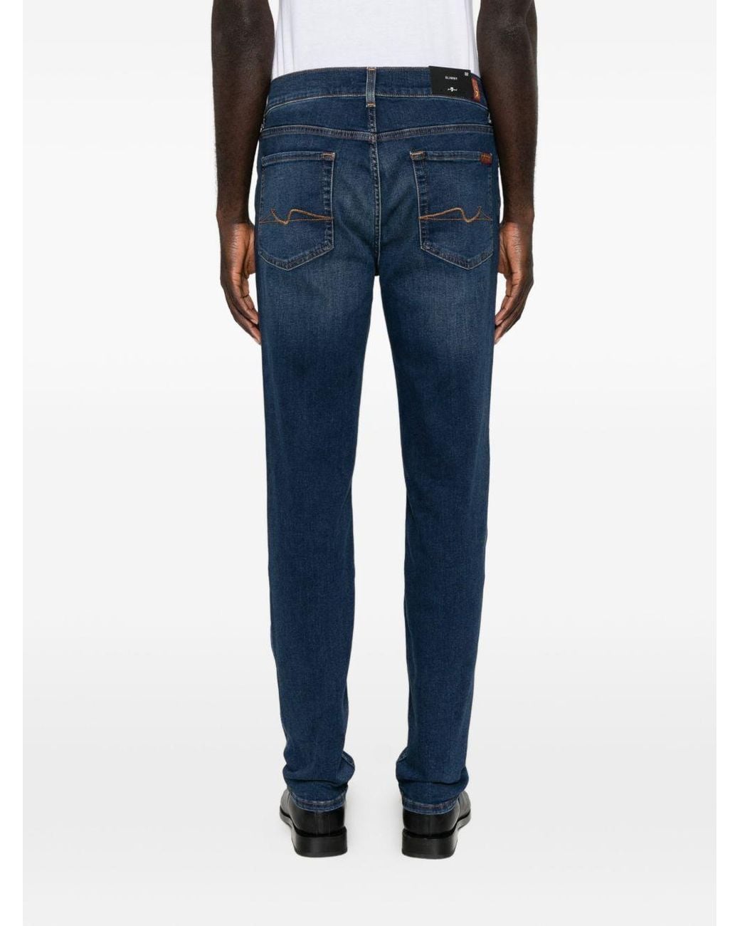7 For All Mankind Blue Logo Jeans for men