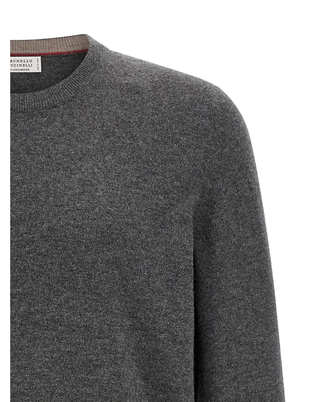 Brunello Cucinelli Gray Crewneck Knitted Jumper for men