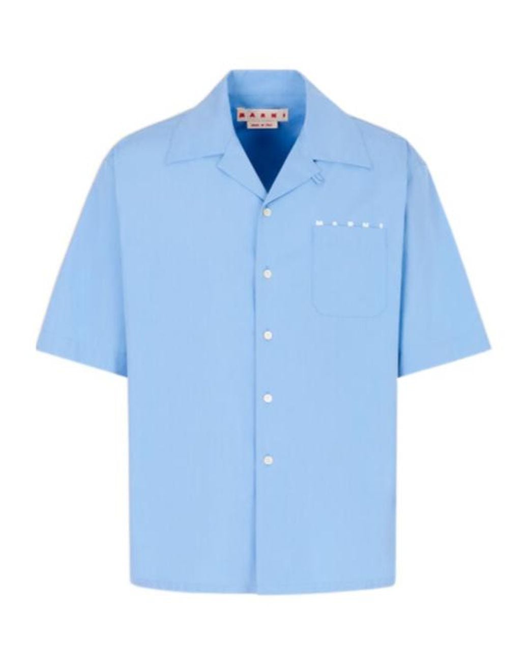 Marni Blue Short-Sleeve Logo Printed Shirt for men