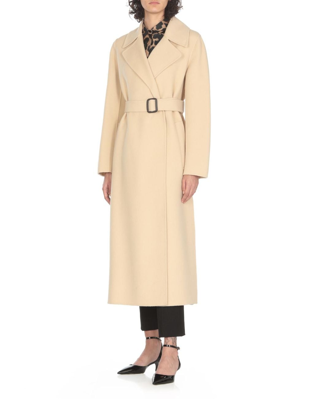 Weekend by Maxmara Natural Belted Long-Sleeved Coat