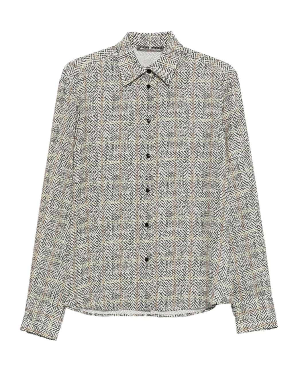 Ermanno Scervino Gray Herringbone-Pattern Shirt