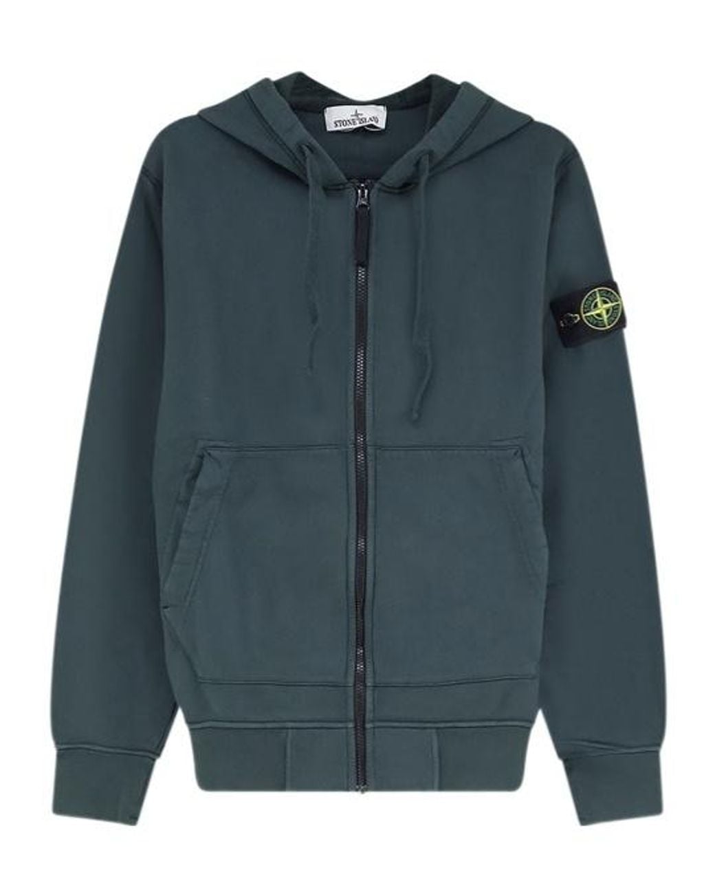Stone Island Blue Zipper Hoodie for men