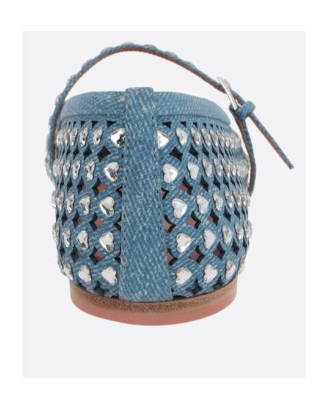 AMINA MUADDI Blue Square-Toed Ballet Shoes
