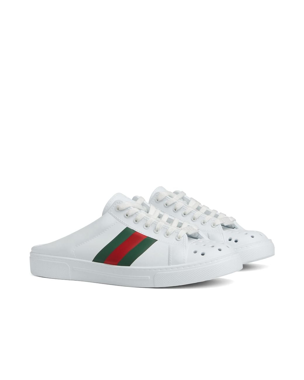 Gucci White Ace Lace-Up Muller Shoes