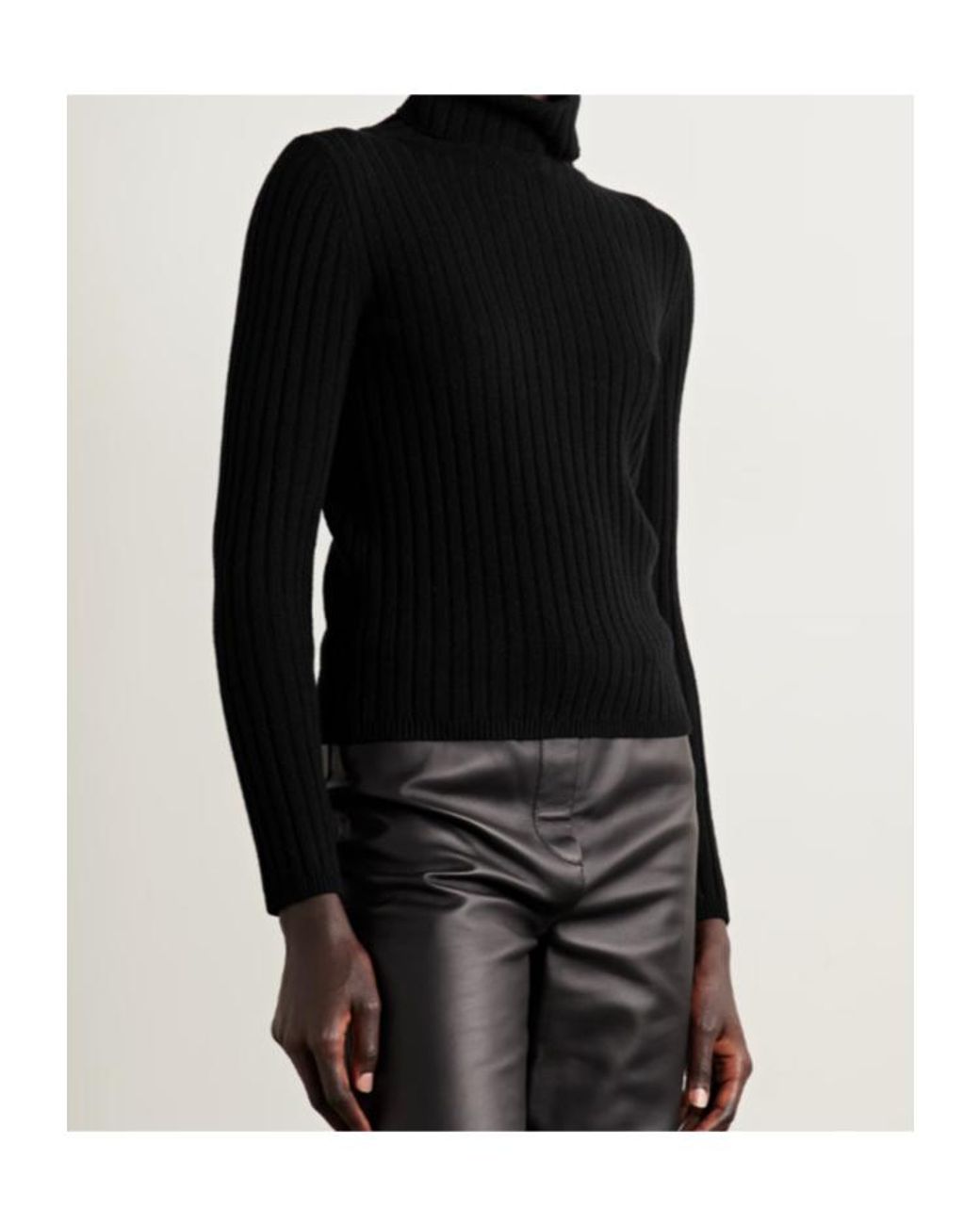 Nili Lotan Black Dessie Ribbed Cashmere Turtleneck Sweater