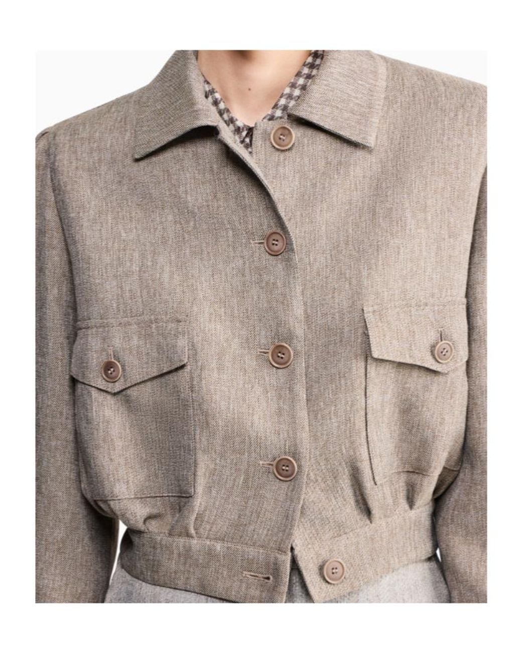 Giorgio Armani Gray Cropped Twill Caban Coat