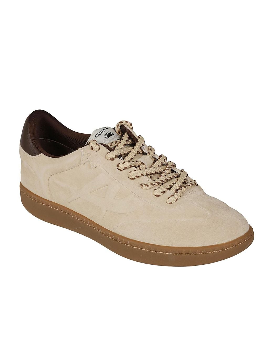 Ash Brown Round-Toe Lace-Up Sneakers