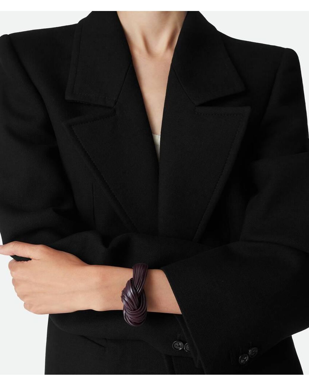 Bottega Veneta White Knot Leather Bracelet