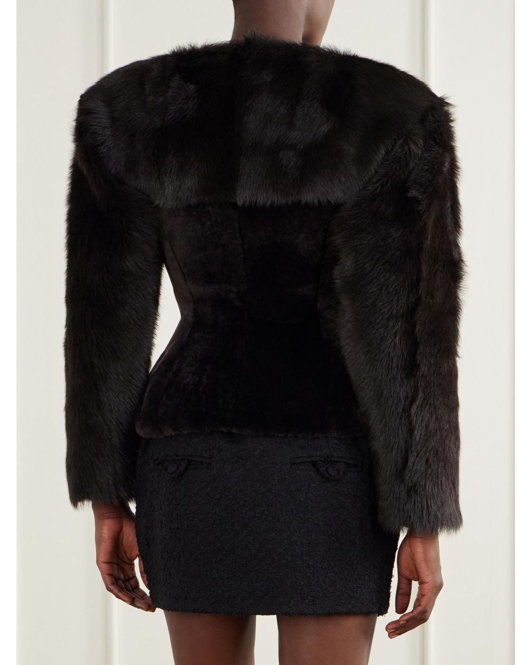 Magda Butrym Black Fitted Faux Fur Jacket