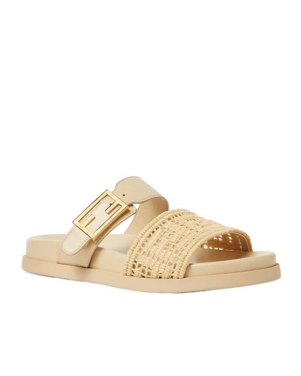 Fendi Metallic Feel Ff Braided Double-Band Slides