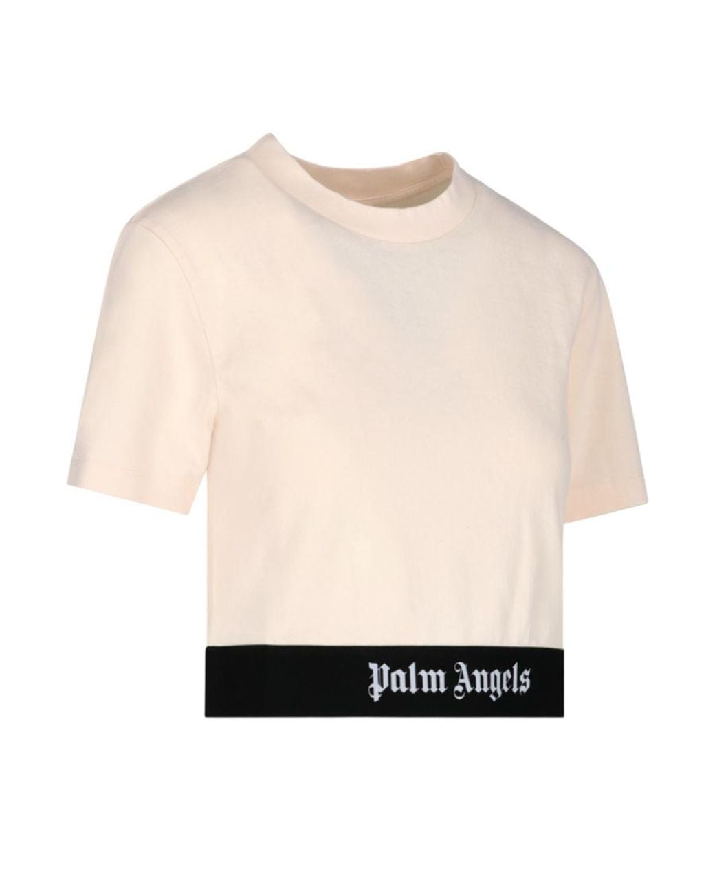 Palm Angels Natural Logo-Print Short-Sleeve T-Shirt