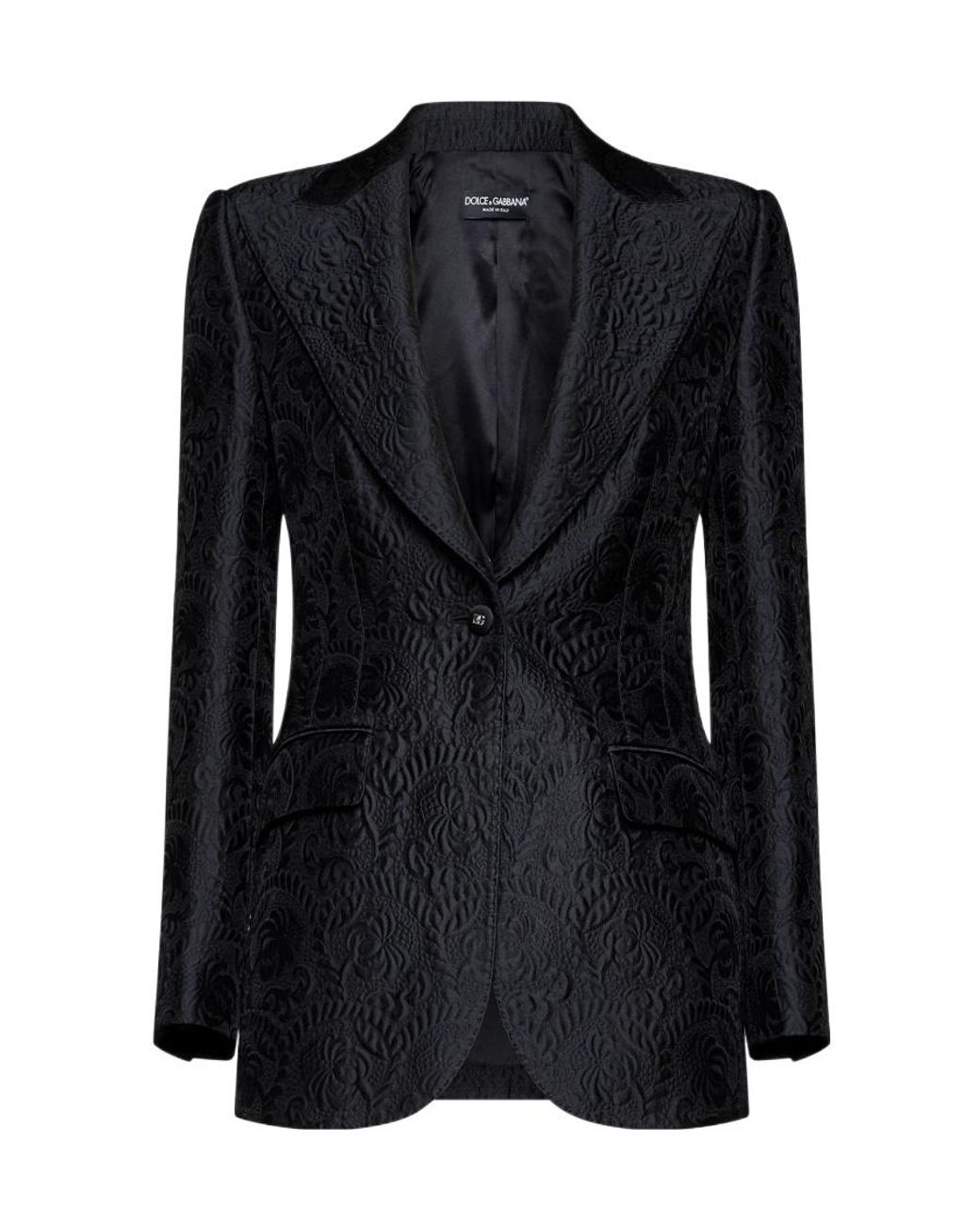 Dolce & Gabbana Black Floral Jacquard Single-Breasted Blazer