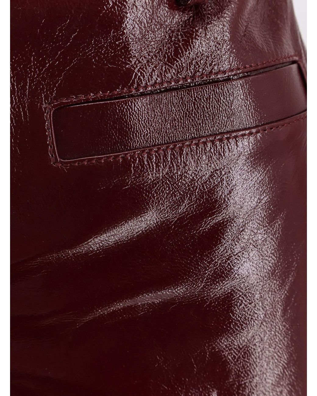 Self-Portrait Red Belted Leather Mini Skirt