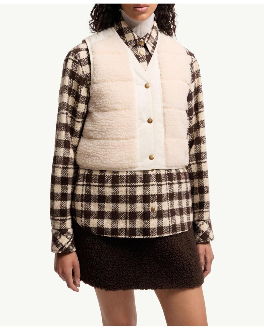 Moncler Natural Fluffy Teddy Padded Vest