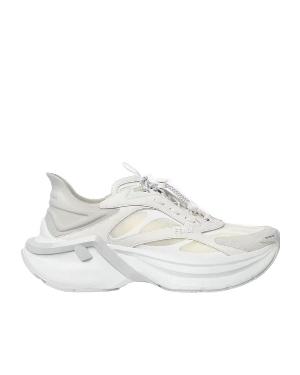 Fendi White F-Light Lace-Up Sneakers