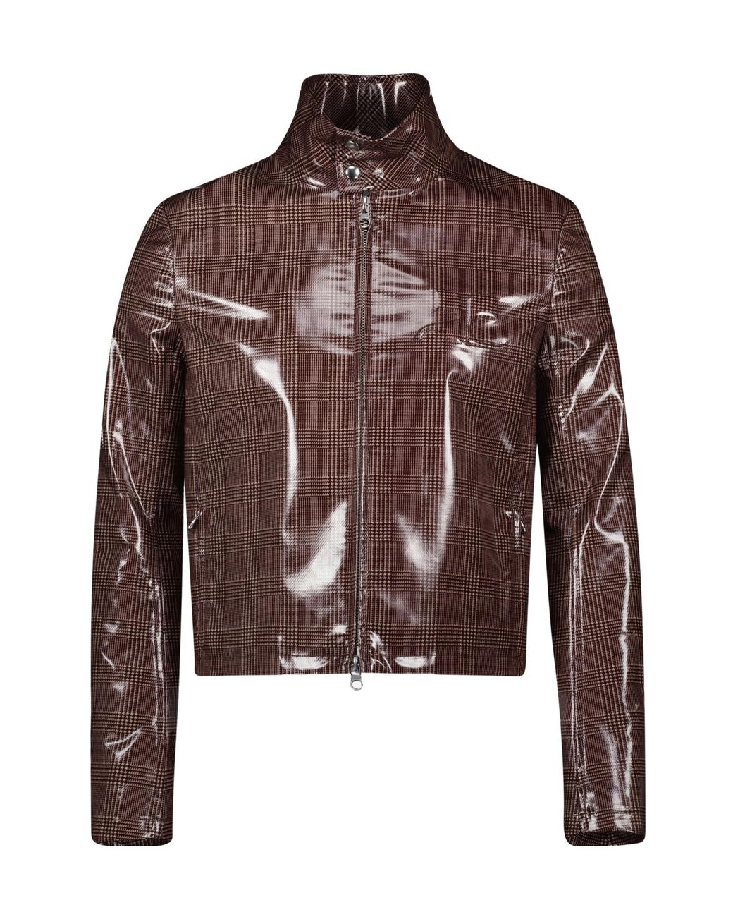 Courreges Brown Courrèges Prince Of Wales Biker Jacket for men