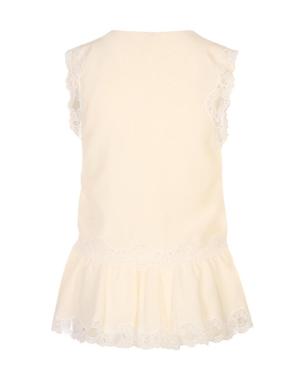 Chloé Natural Sleeveless Ruffled Top