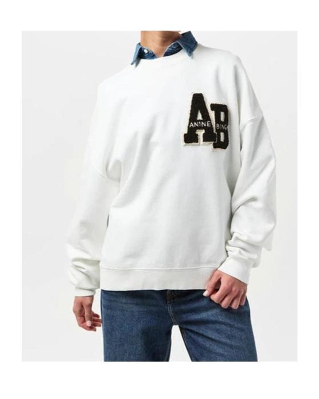 Anine Bing White Cotton Long-Sleeve Sweatshirt