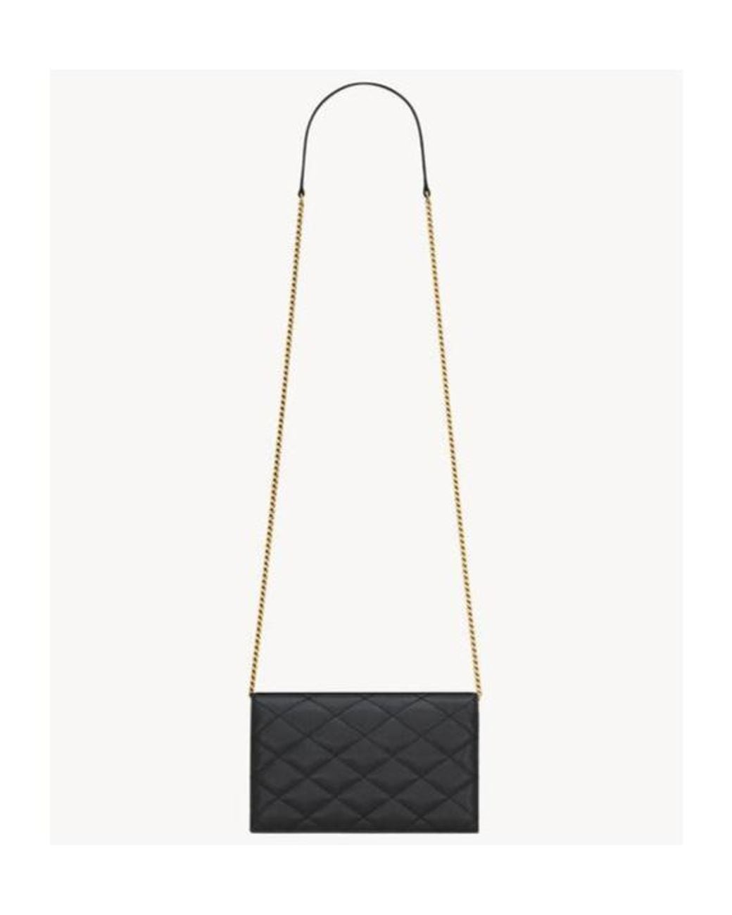 Saint Laurent White Paris Logo Plaque Chain Wallet