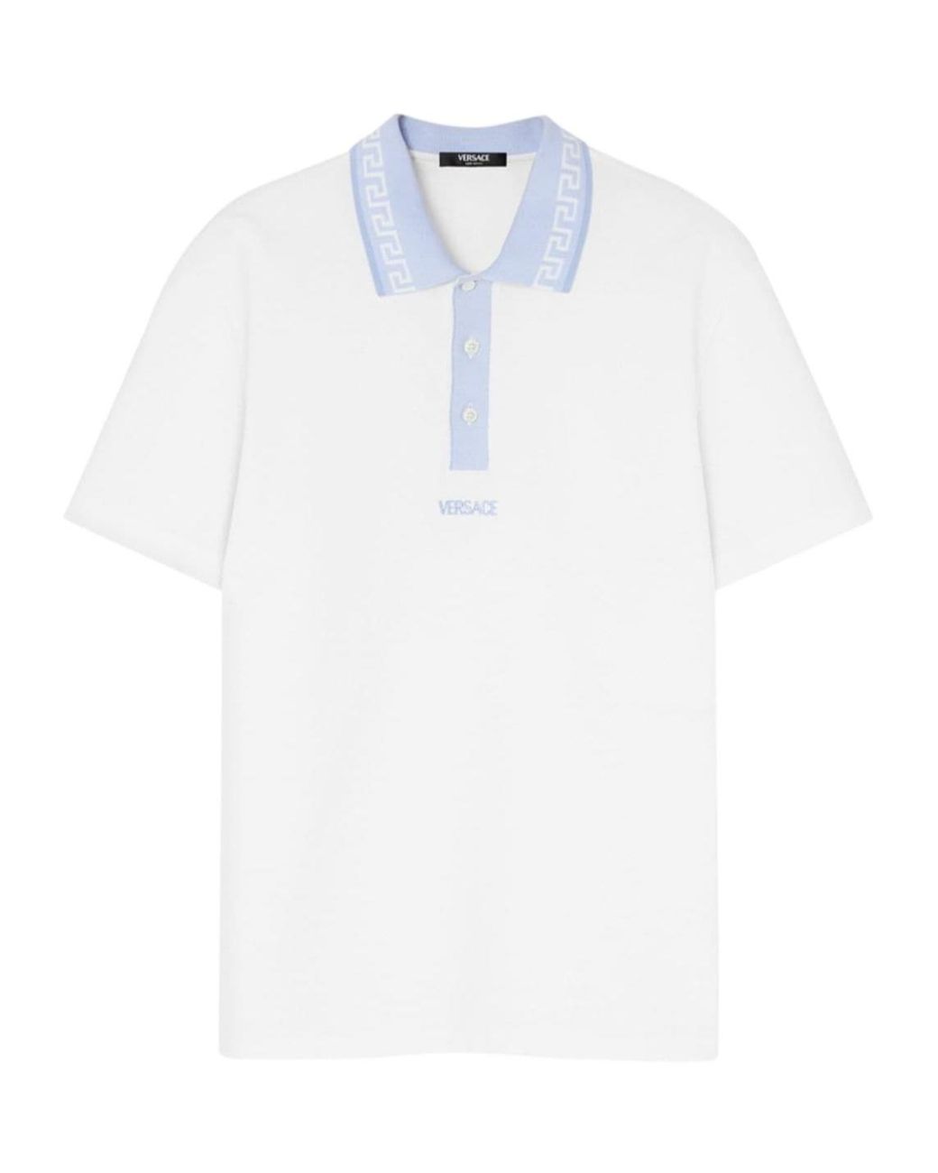 Versace White Greca-Collar Short-Sleeved Polo Shirt for men