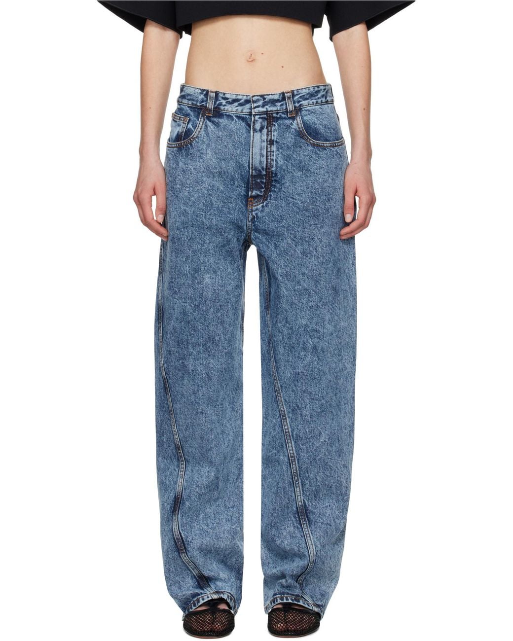 Alaïa Blue Alaïa Twisted Straight Cut Jeans