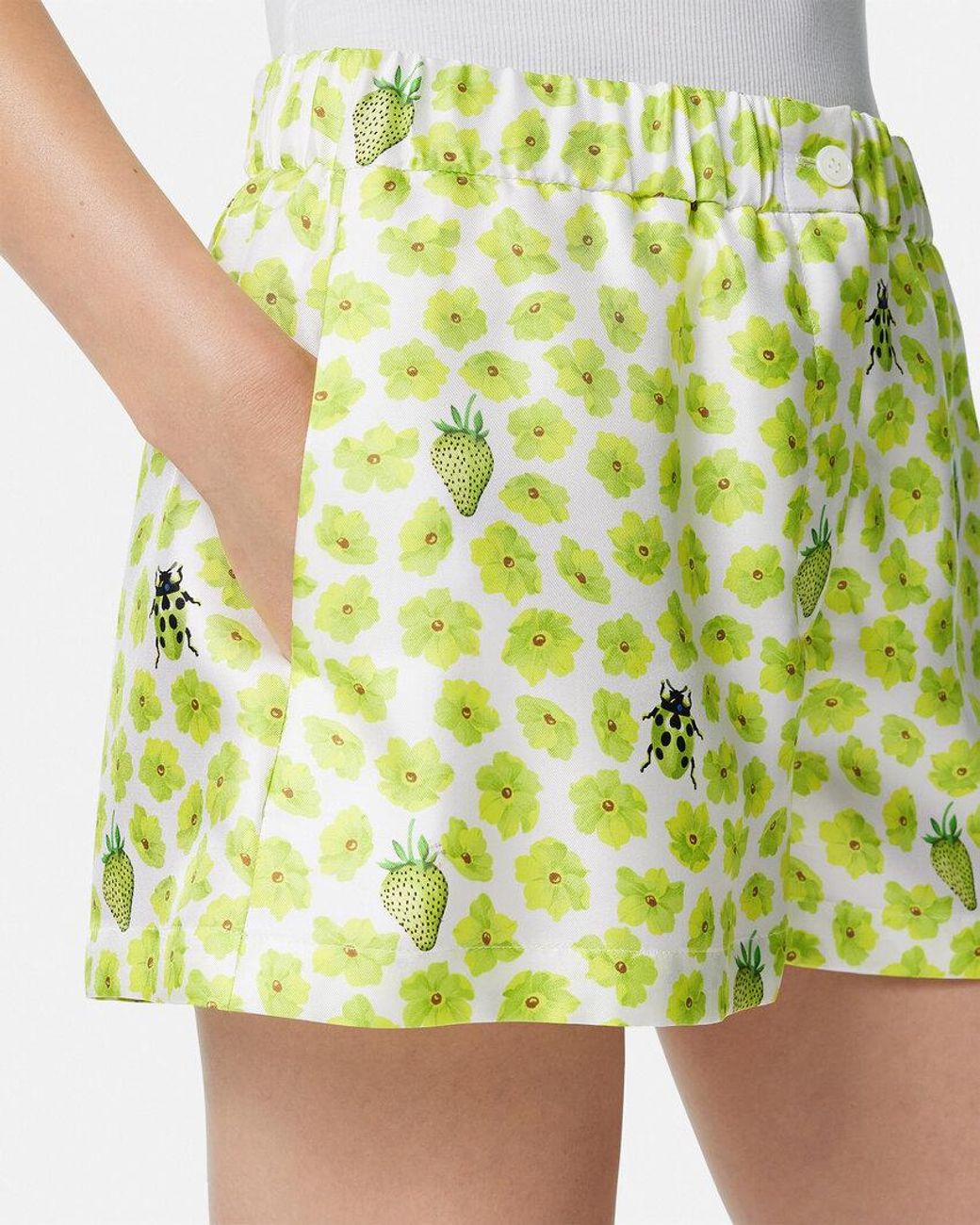 Versace Metallic Floral-Printed Elasticated Waistband Shorts