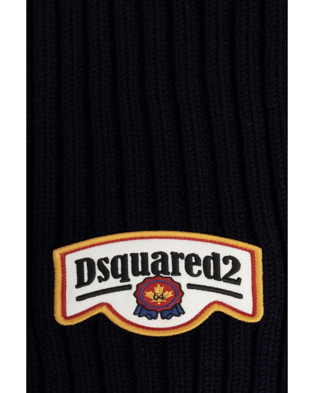 DSquared² Black Logo Patch Knitted Scarf for men