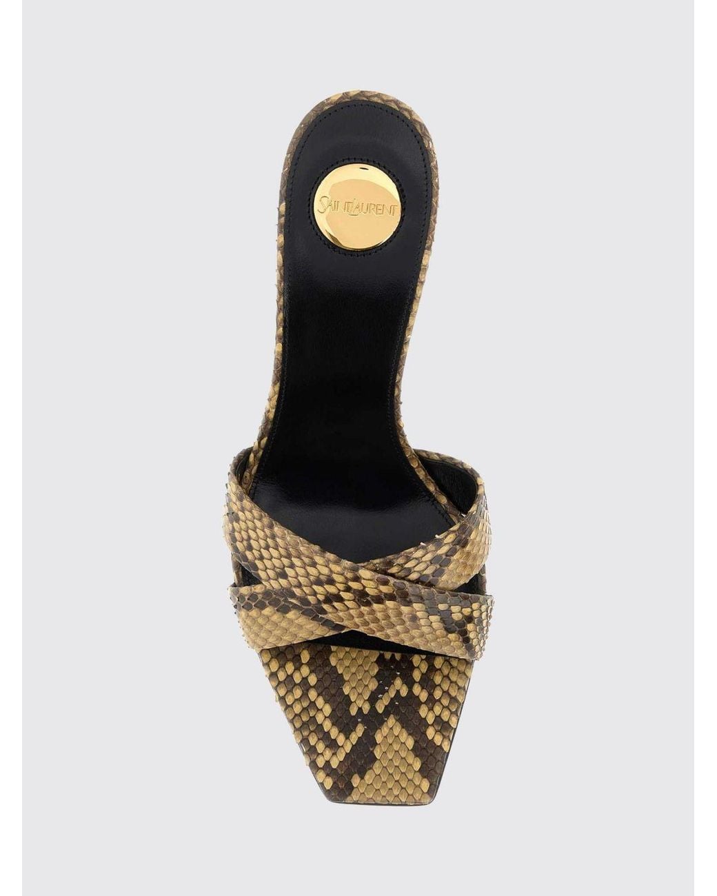 Saint Laurent Metallic Opyum Logo Heel Sandals