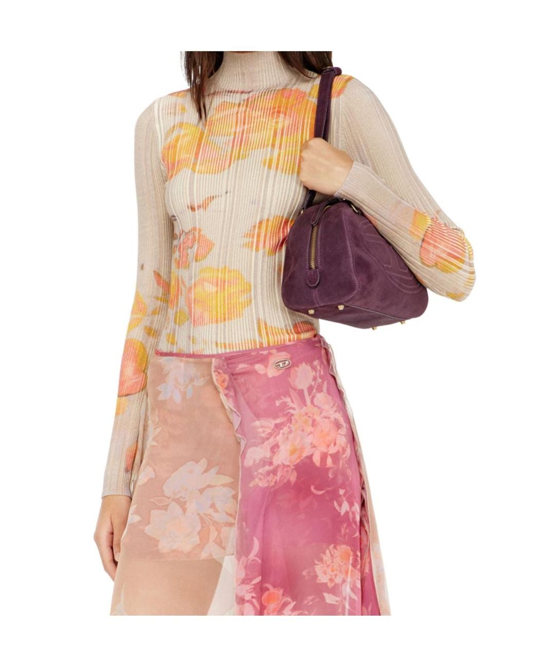 DIESEL White Ioria Ribbed Printed Top
