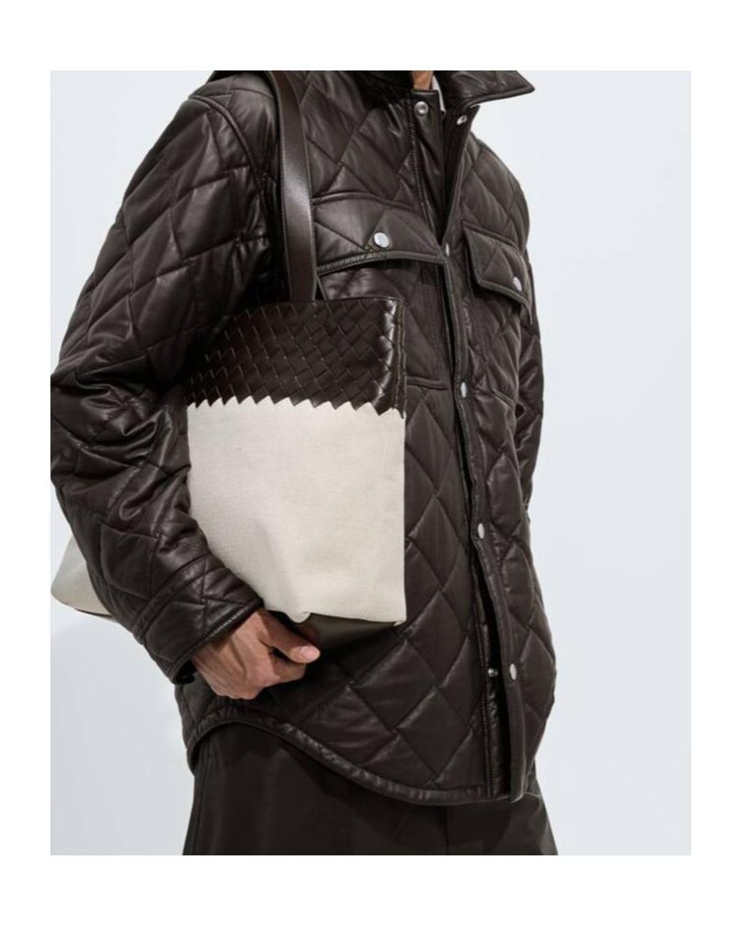 Bottega Veneta White Small Intrecciato Zipped Tote for men