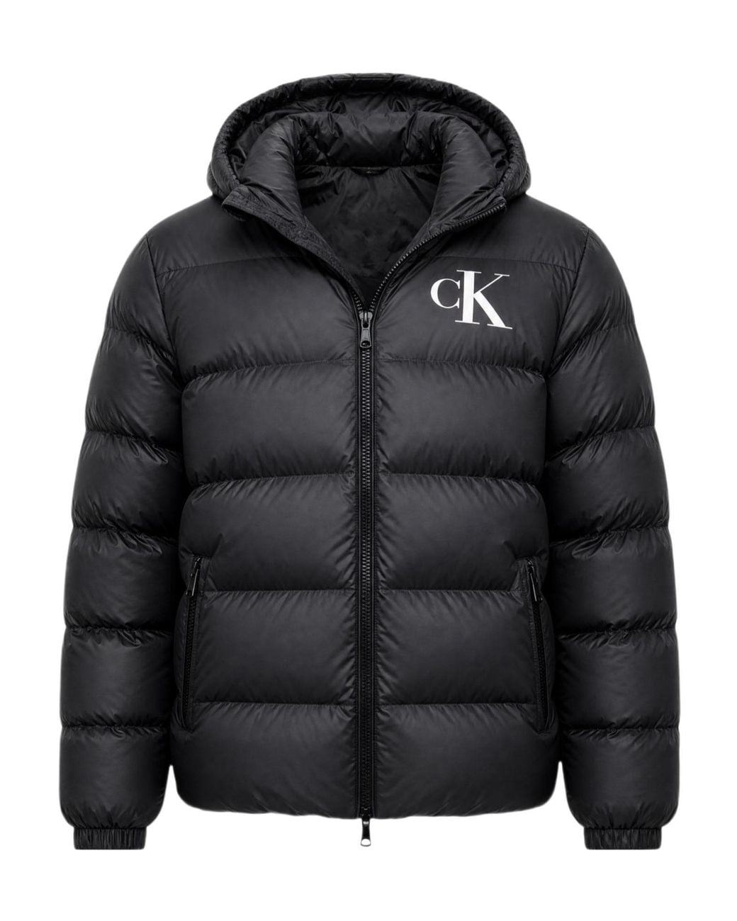 Calvin Klein Black Logo-Print Puffer Jacket for men