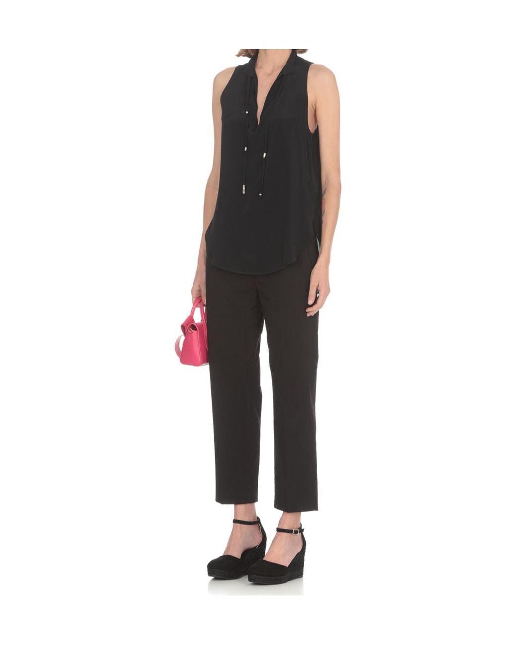 Dondup Black Cropped Tailored Trousers