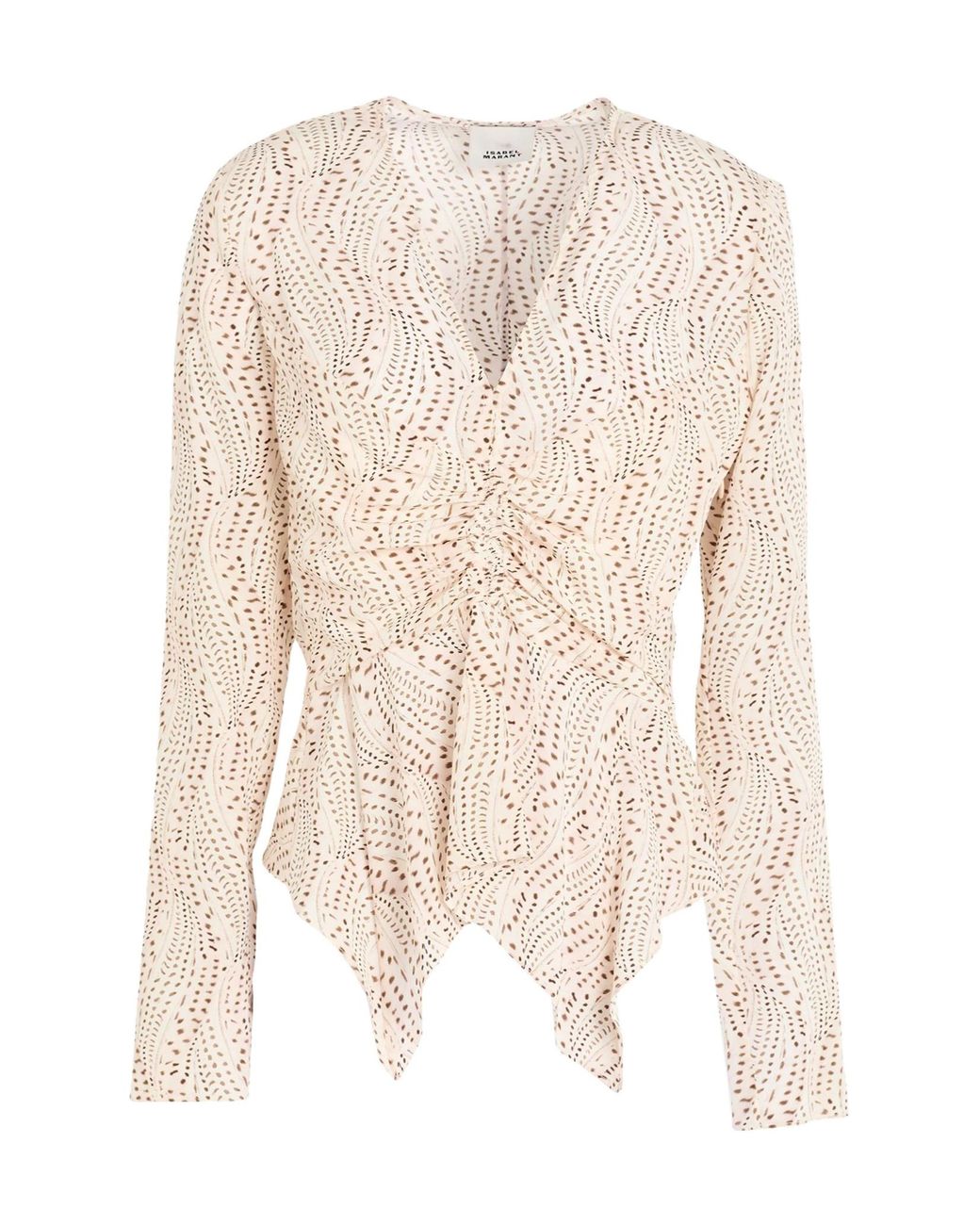 Isabel Marant Natural Long Sleeve V-Neck Blouse