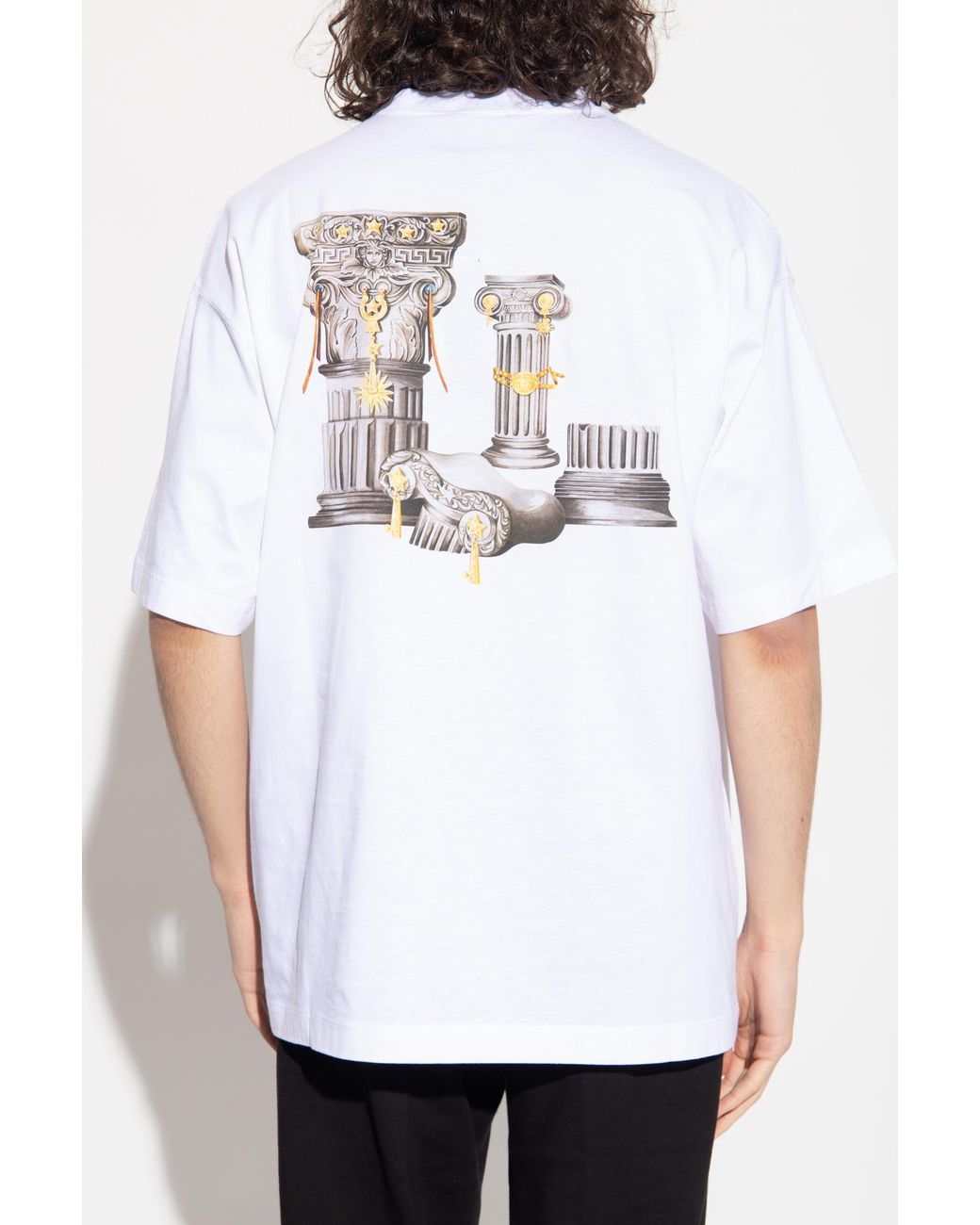 Versace White T-Shirt With Round Neck And Short Sleeves for men