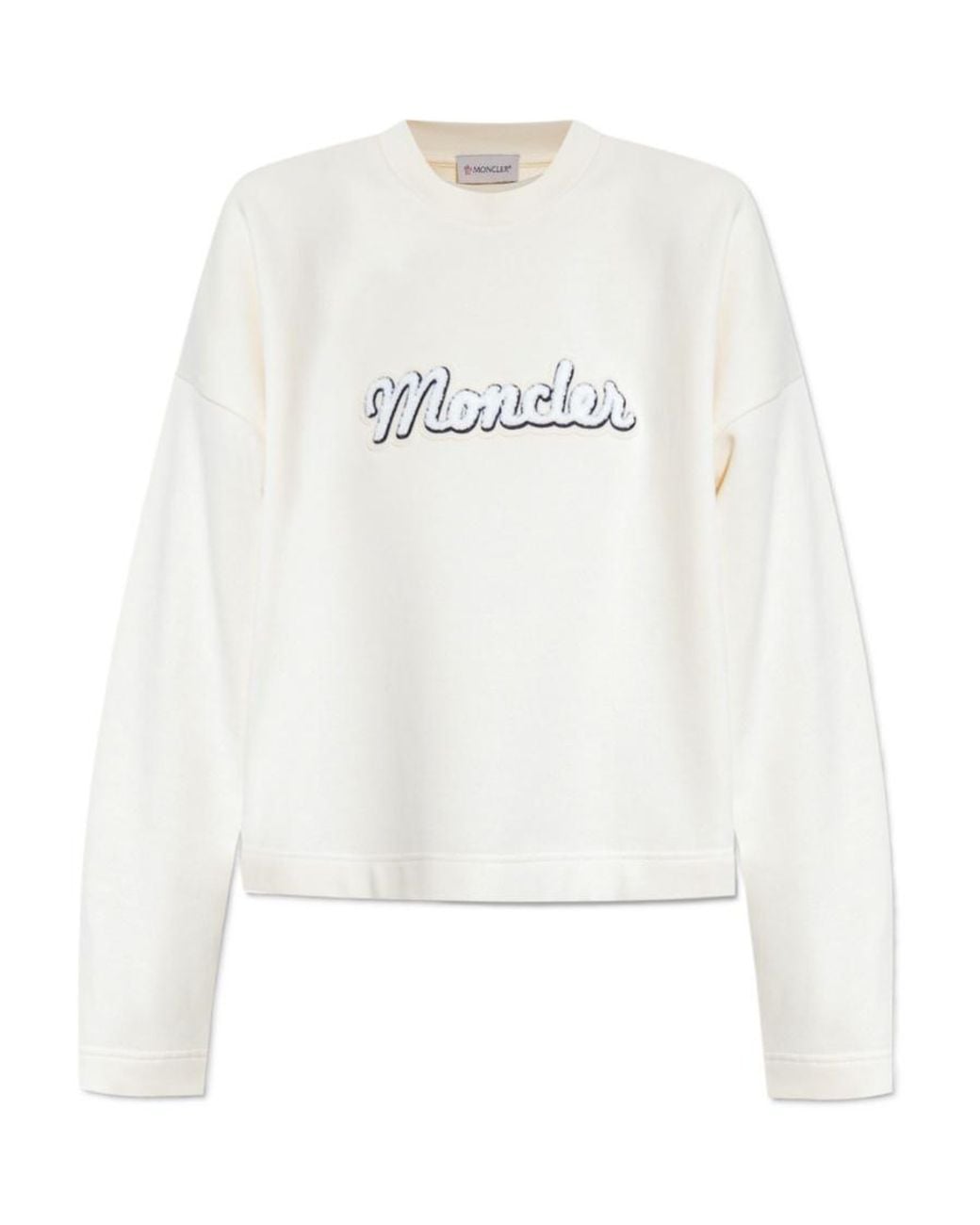 Moncler White Logo Printed Crewneck Sweatshirt
