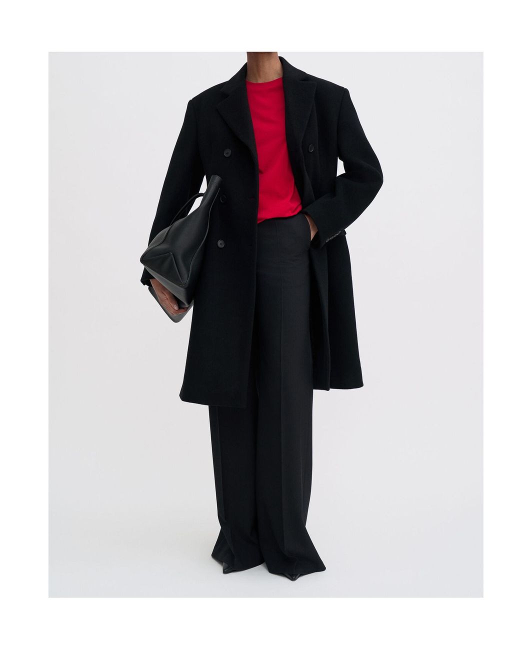 Filippa K Black Harper Double-Breasted Coat
