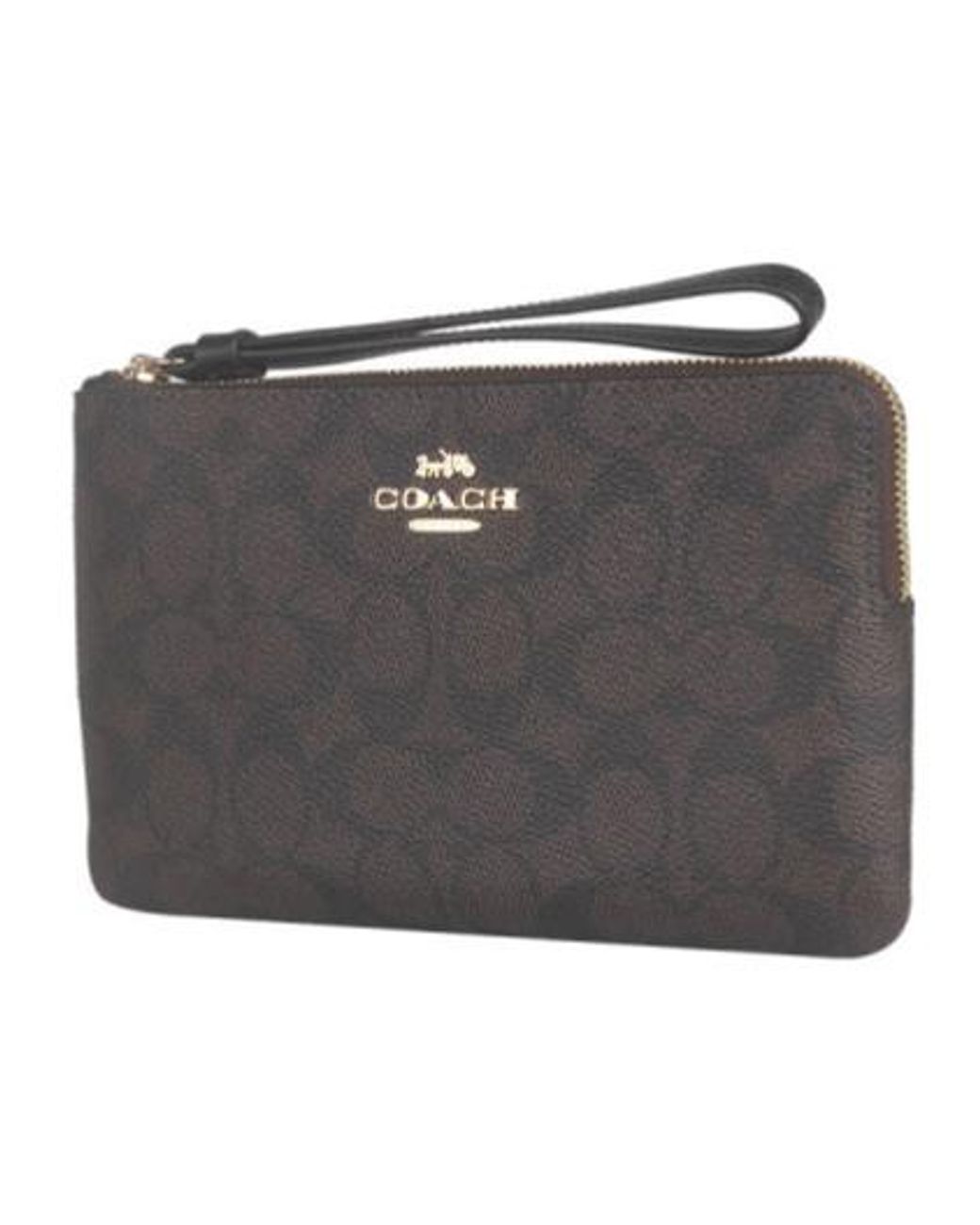 COACH Black Large Corner Zip Wristlet