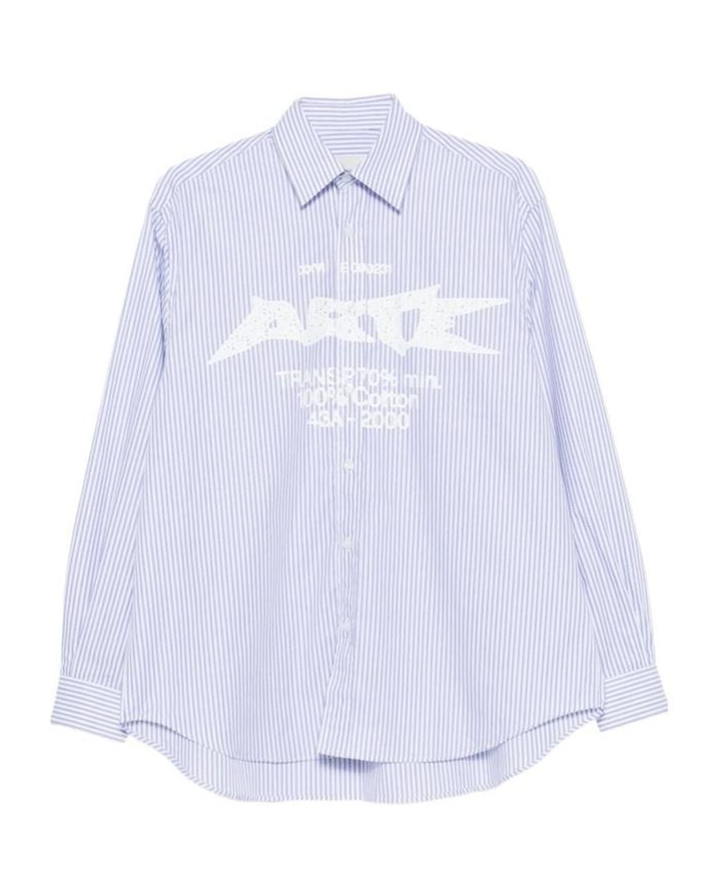Arte' White Printed Striped Shirt for men