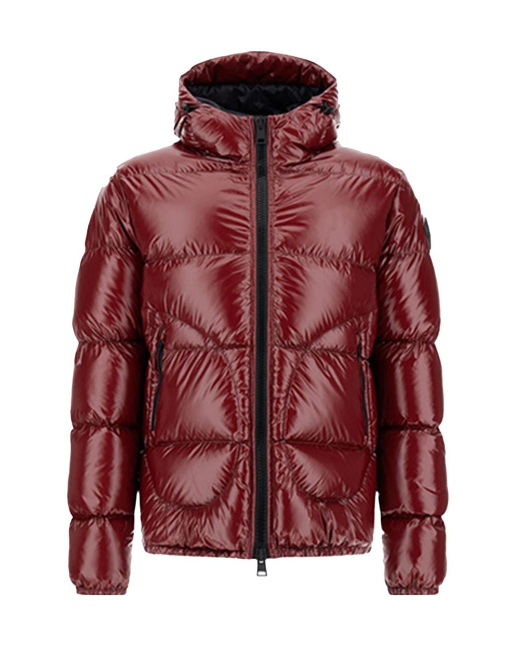 Herno Red Hooded Quilted Jacket Shiny Finish for men