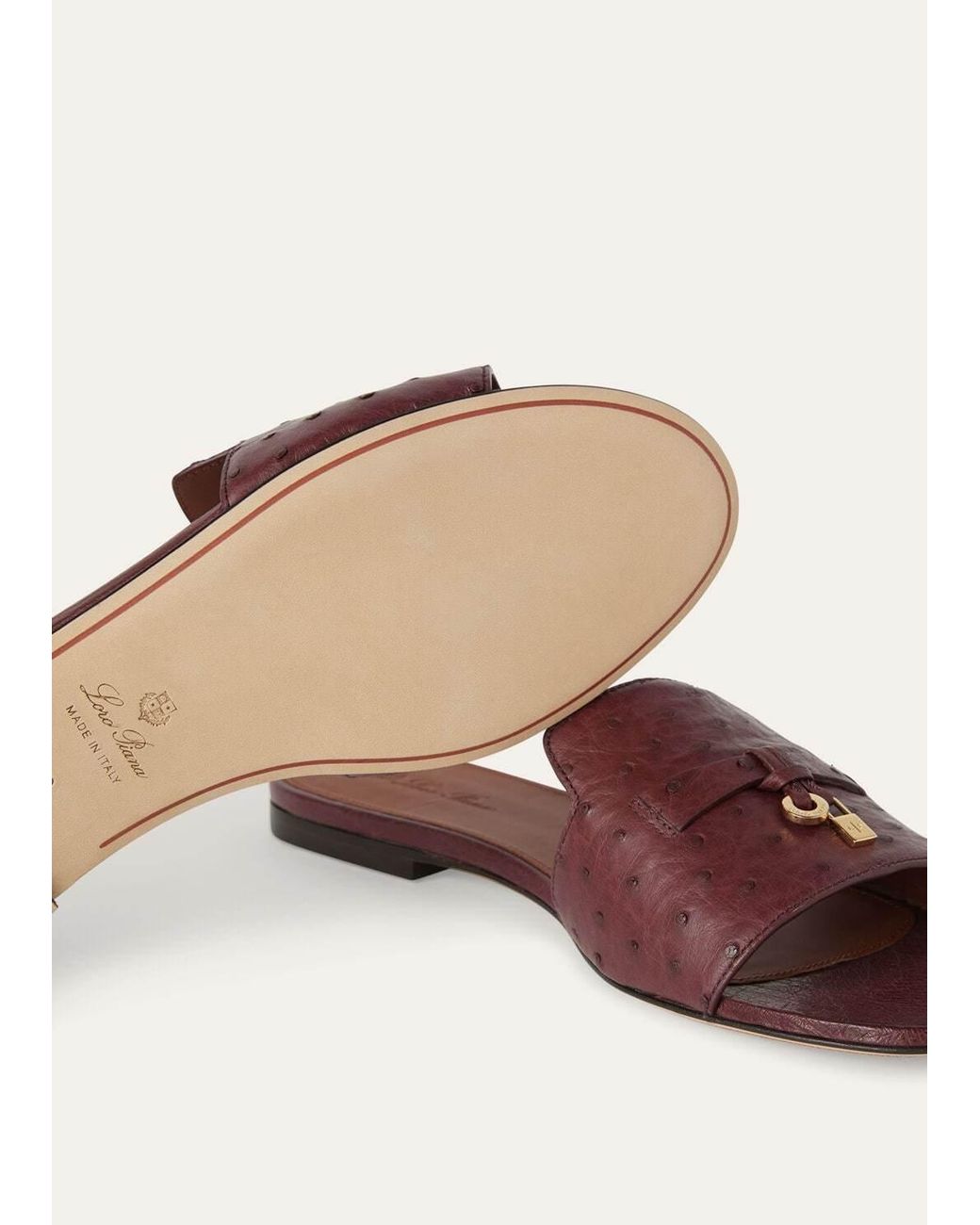 Loro Piana Brown Open-Toed Slippers
