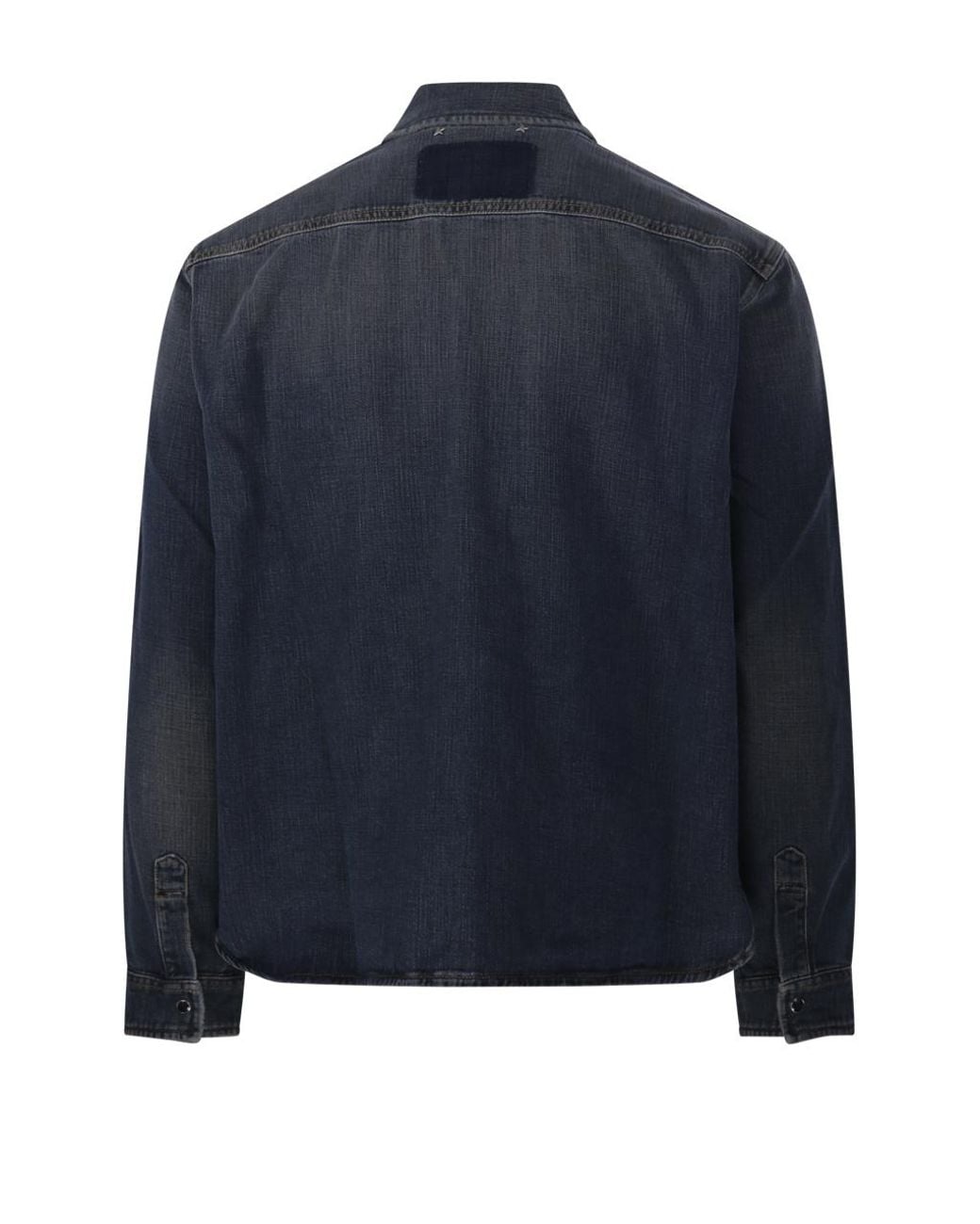 Golden Goose Deluxe Brand Blue Logo Patch Denim Shirt for men