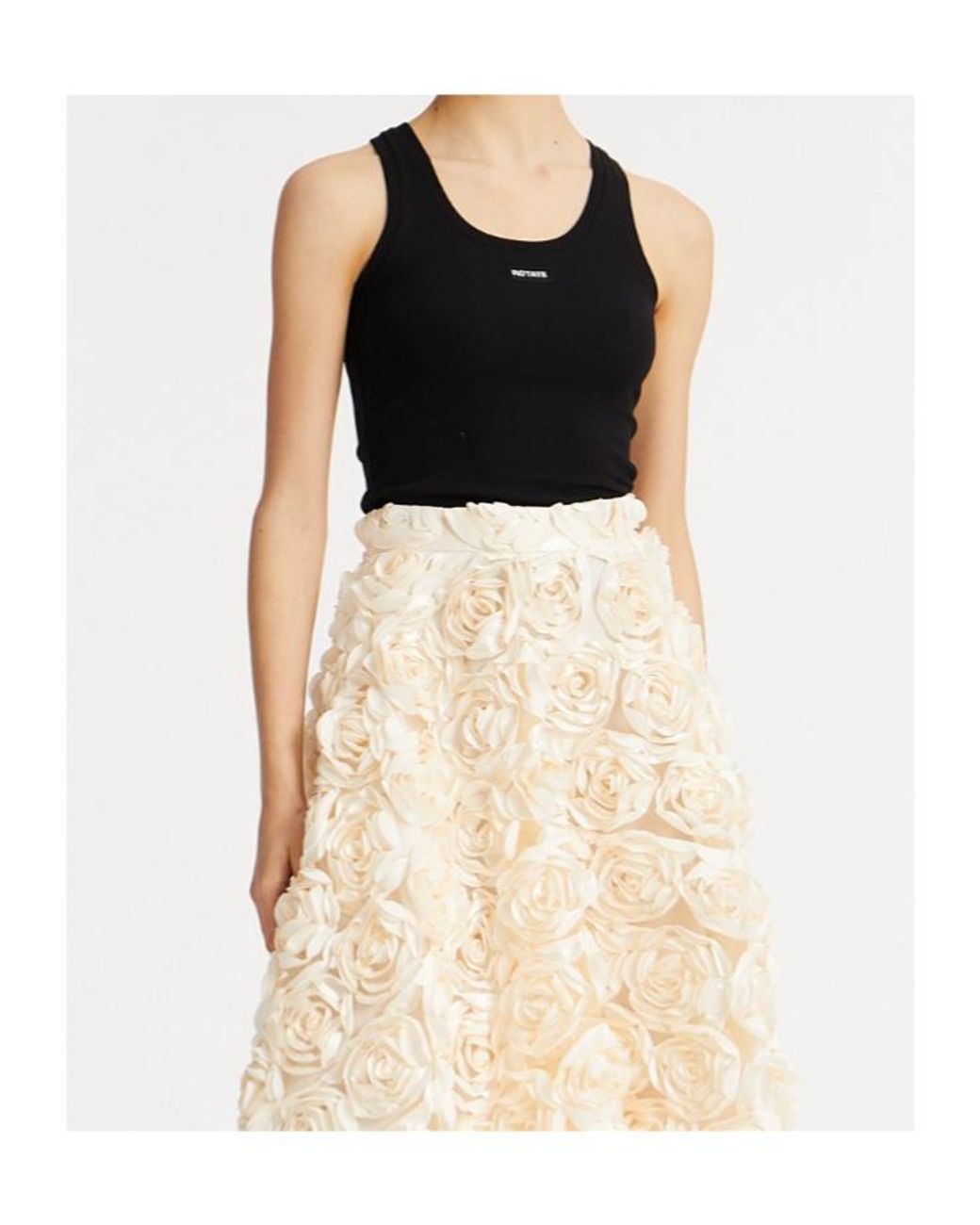 ROTATE BIRGER CHRISTENSEN Black Sleeveless Logo-Detail Top