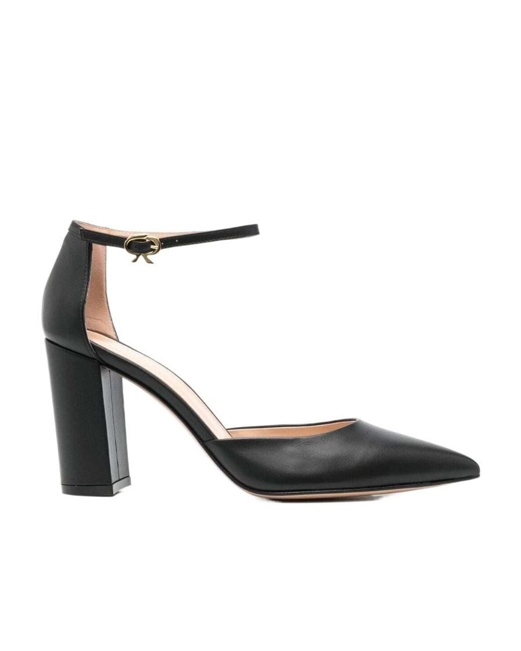 Gianvito Rossi Black Piper Anklet 100Mm Leather Pumps