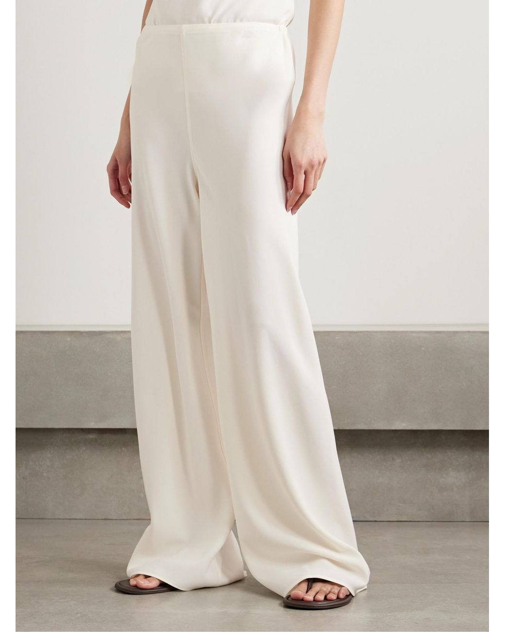 Staud White Crepe Wide-Leg Pants