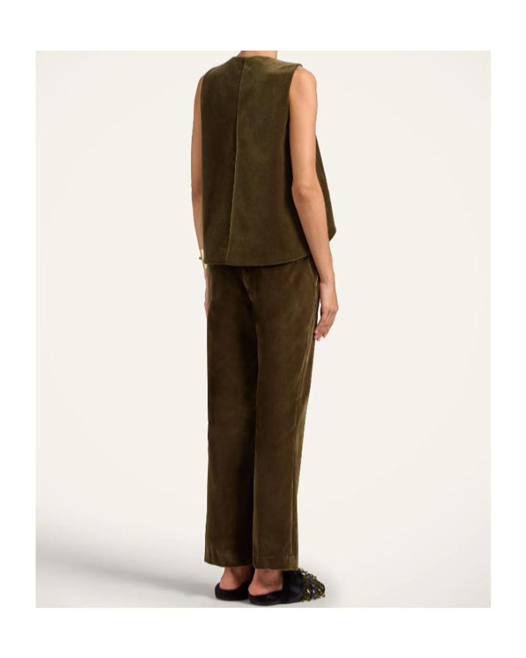 LaDoubleJ Green 24/7 Velvet Flared Trousers