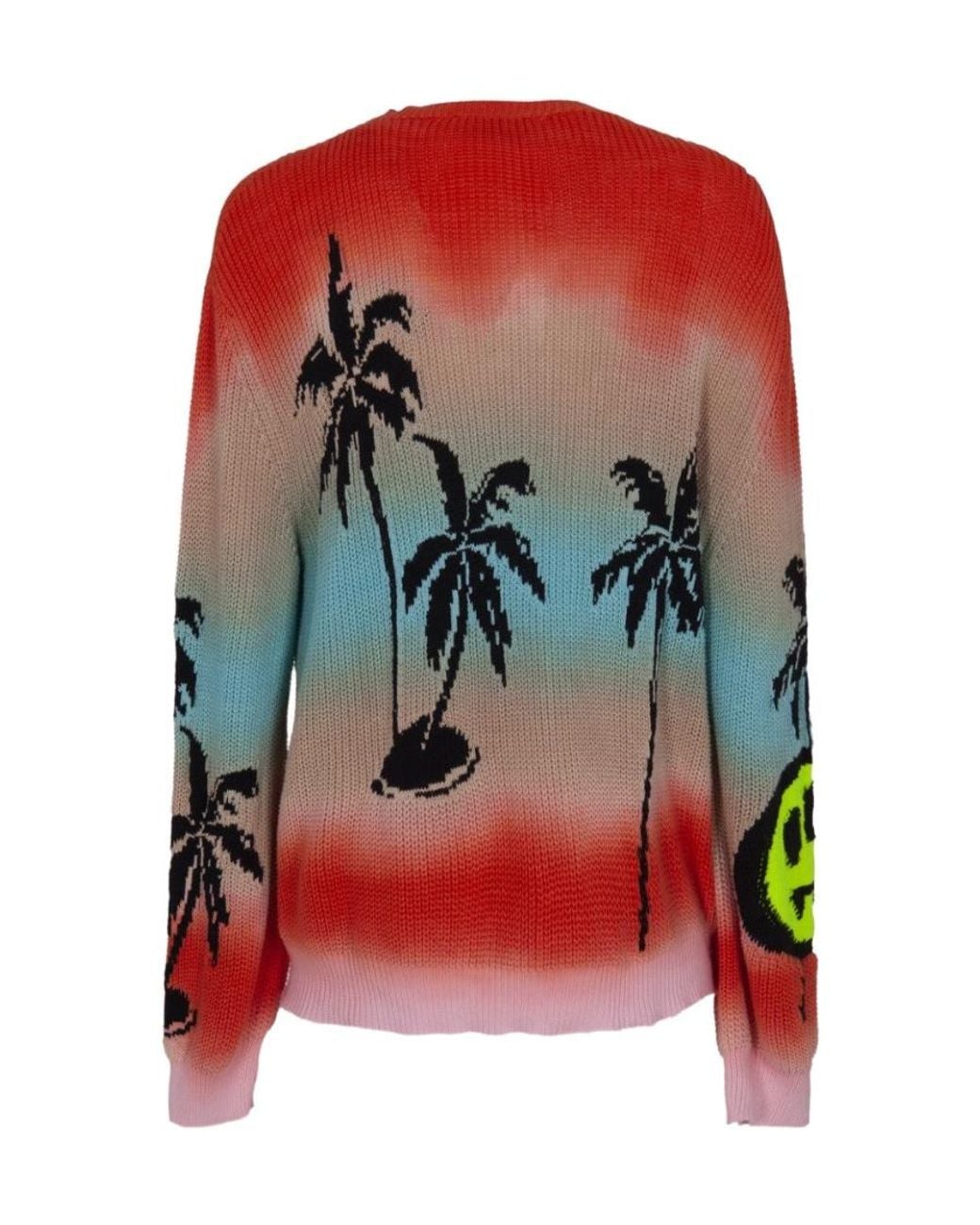 Barrow Red Plam Tree Graphic Intarsia Crewneck Sweater for men
