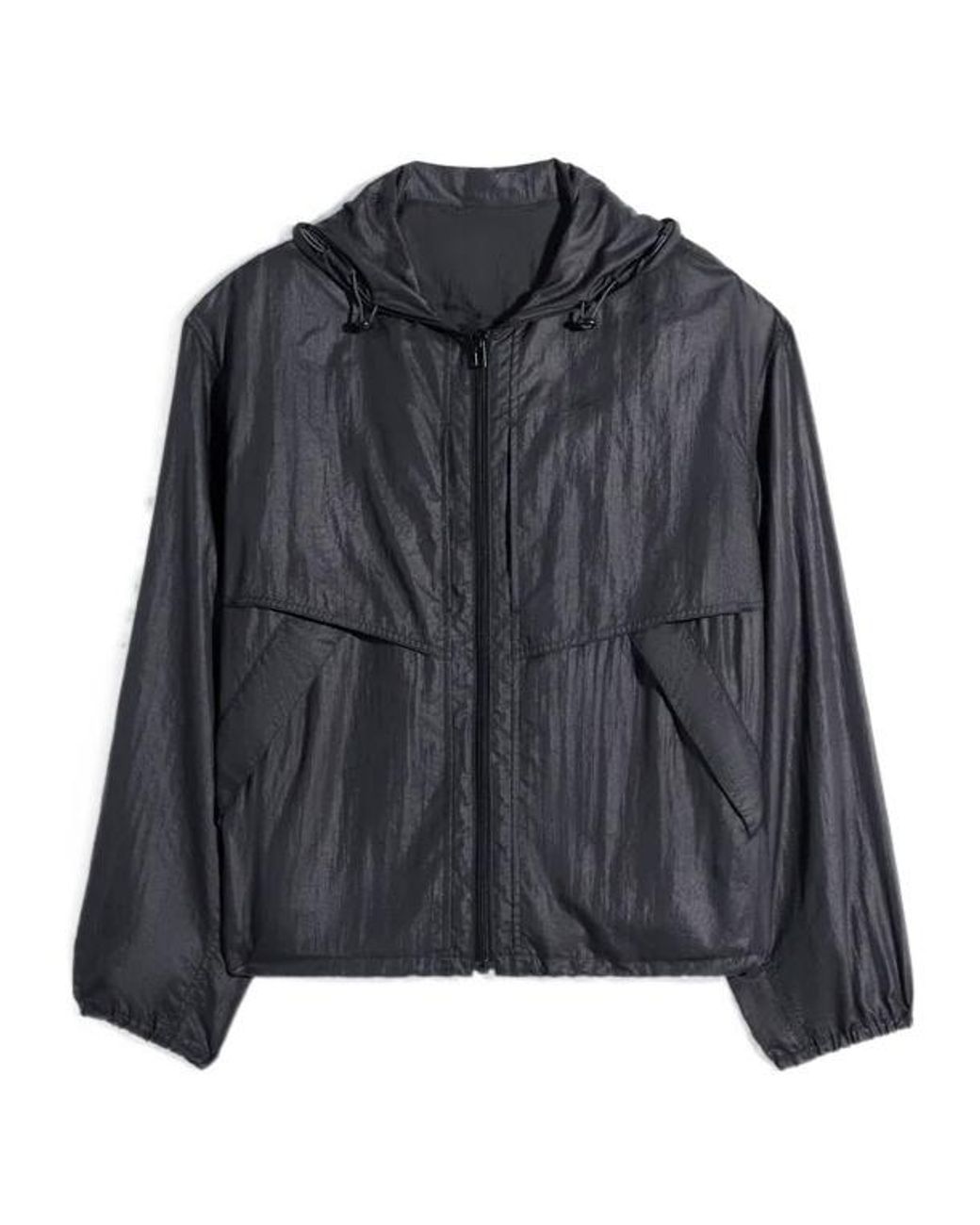 Lemaire Black Hooded Zipped Windbreaker for men