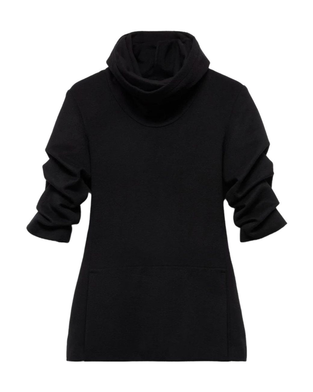 7 For All Mankind Black Mini Ruched High-Neck Dress