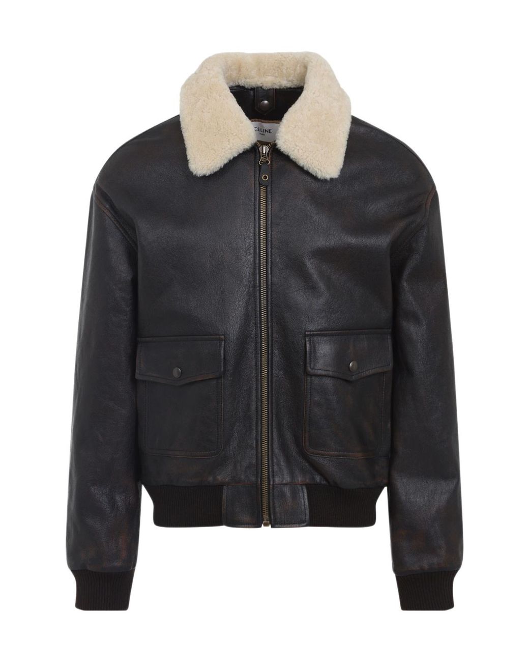Céline Black Bomber Leather Jacket for men